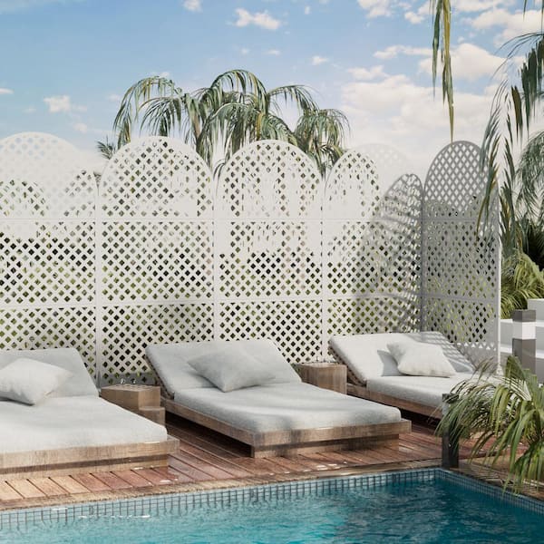 Dovelina 72 in. Galvanized Metal Arch Outdoor Privacy Screens Outdoor Garden Fence Laurence in White