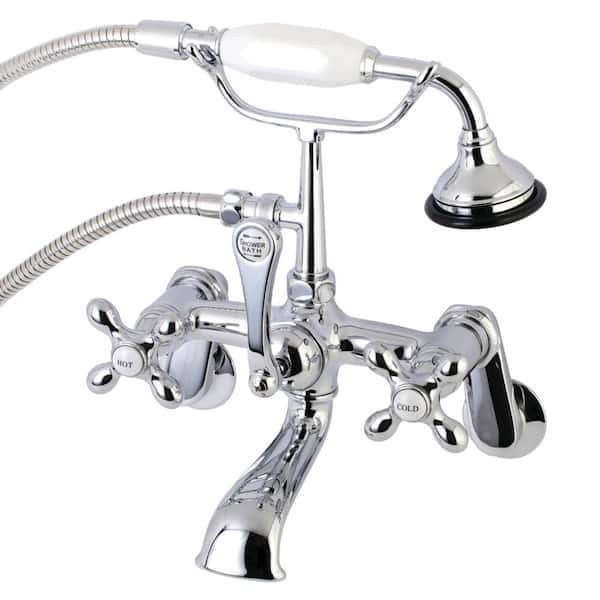 Kingston Brass Vintage Adjustable Center 3-Handle Claw Foot Tub Faucet with Handshower in Chrome