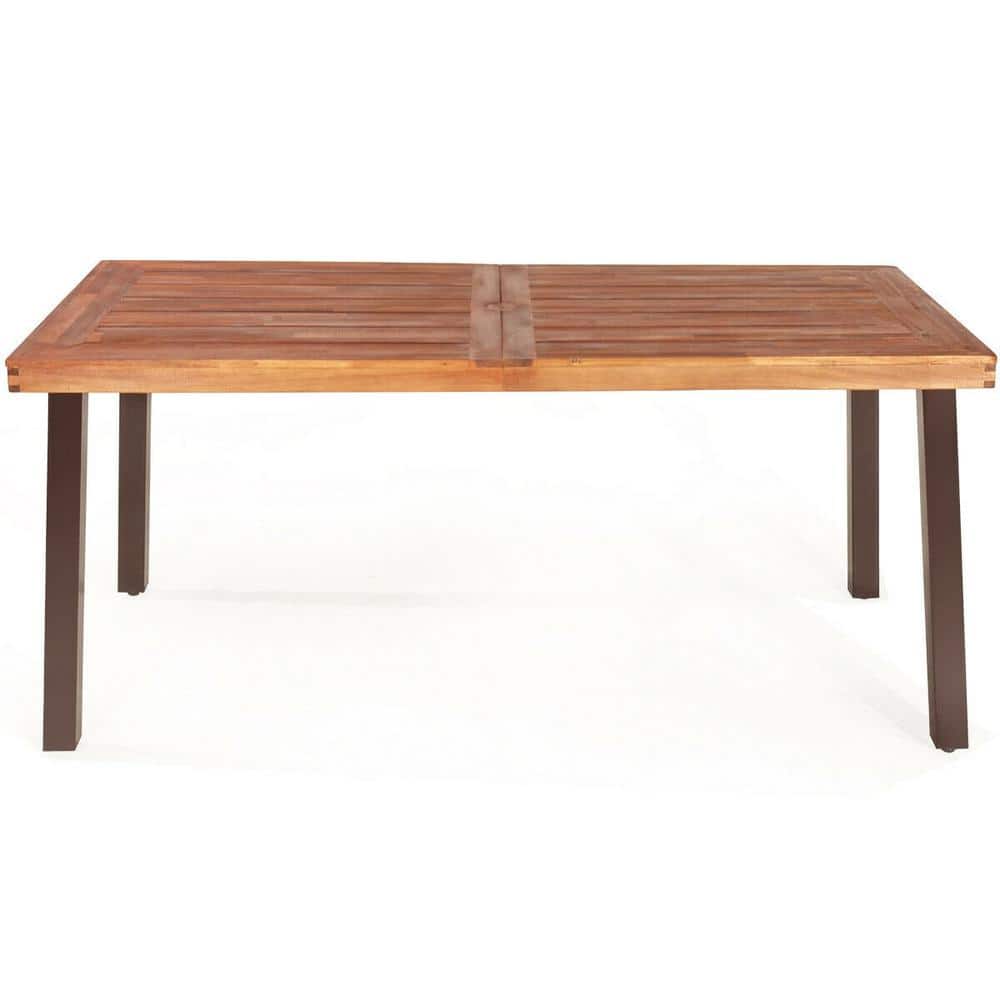 67.5 in. Brown Acacia Wood Outdoor Dining Table with 2 in. Removable Umbrella Hole price history on PriceWatchPro