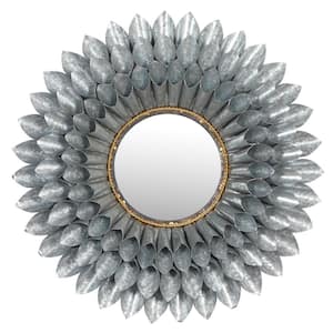 32 in. x 32 in. Grey Metal Contemporary Round Wall Mirror