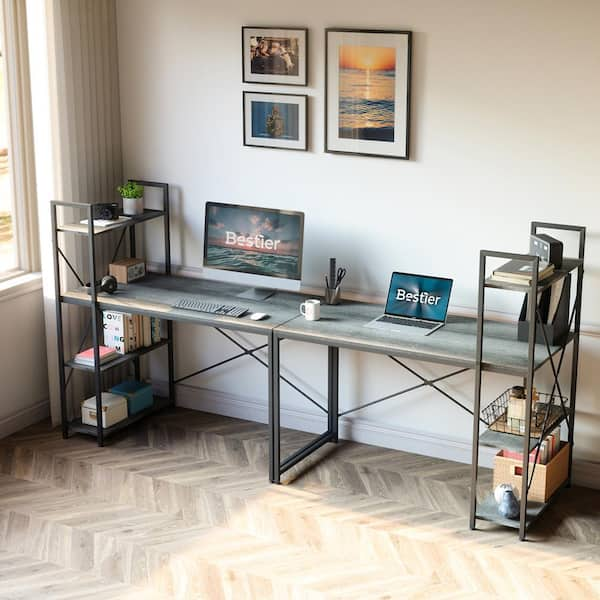 gray oak computer desk