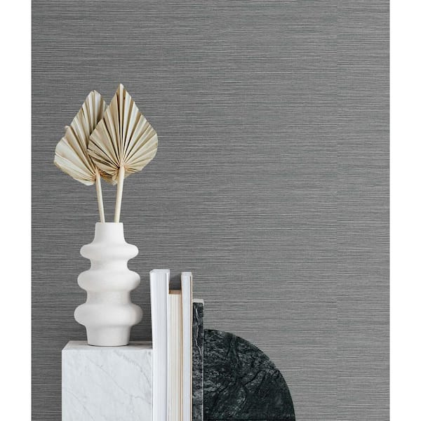 Slate Grey Seaside Faux Sisal Vinyl Peel and Stick Wallpaper Roll (Covers 30.75 sq. ft.)