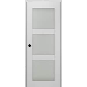 Smart Pro 30 in. x 96 in. 3 Lite Right-Hand Frosted Glass Polar White Composite Wood Single Prehung Interior Door