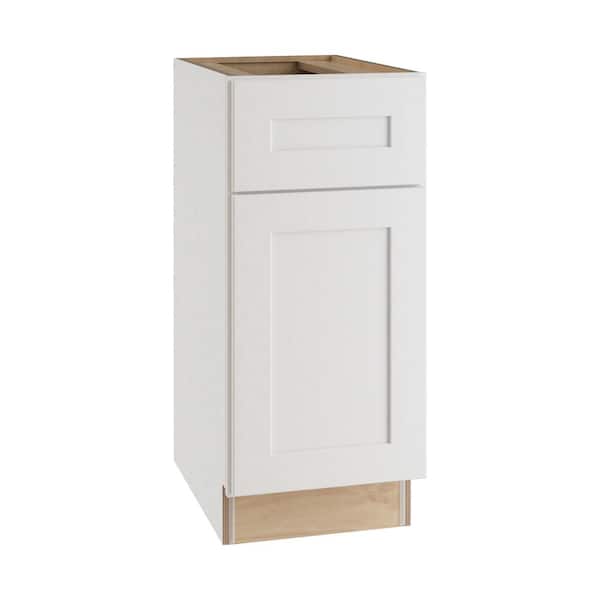 Home Decorators Collection Newport Pacific White Plywood Shaker Assembled Base Kitchen Cabinet Soft Close Right 12 in W x 24 in D x 34.5 in H