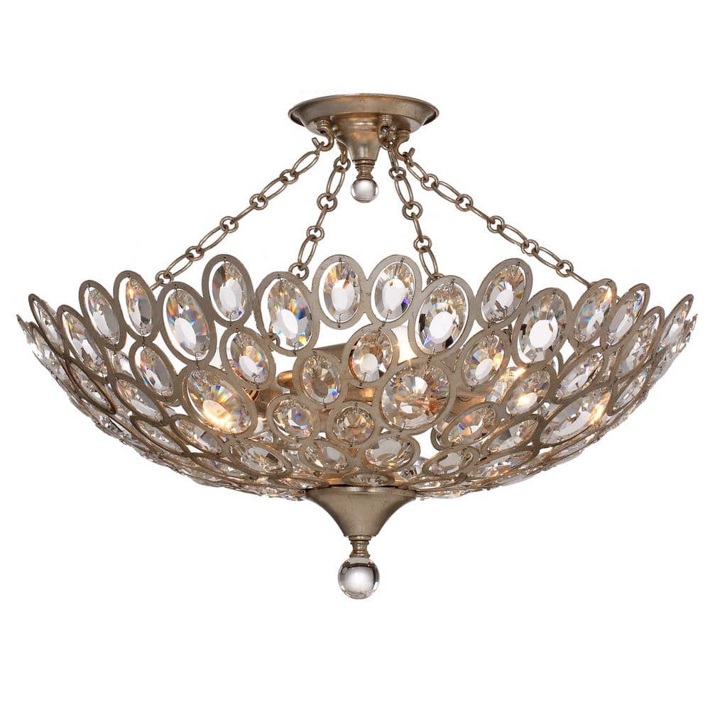 Distressed Twilight Crystal 5-Light Indoor Bowl Ceiling Mount