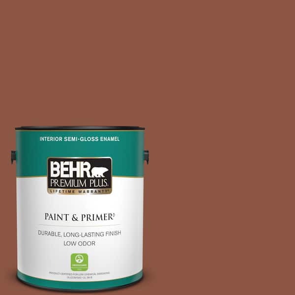 BEHR PREMIUM PLUS 1 gal. #S180-7 True Copper Semi-Gloss Enamel Low Odor Interior Paint & Primer