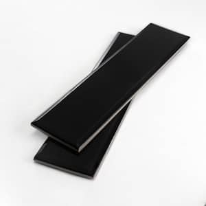 Facet Rectangle 3 in. x 12 in. Glazed Black Gloss Ceramic Subway Wall Tile (5.28 sq. ft./Case)