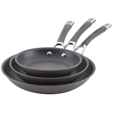 Radiance 3-Piece Hard-Anodized Aluminum Nonstick Skillet Set in Gray