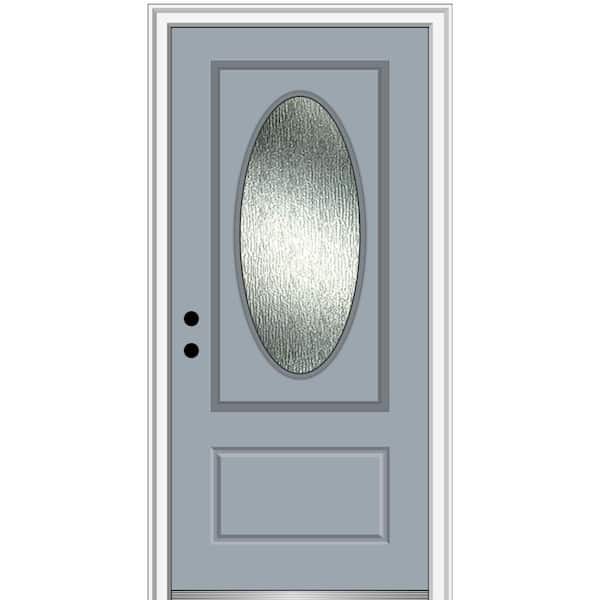MMI Door 36 in. x 80 in. Right-Hand/Inswing Rain Glass Storm Cloud Fiberglass Prehung Front Door on 4-9/16 in. Frame