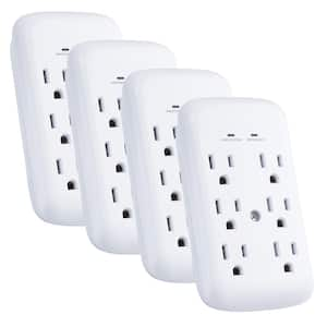 6-Outlet Wall Mounted Surge Protector, White (4-Pack)