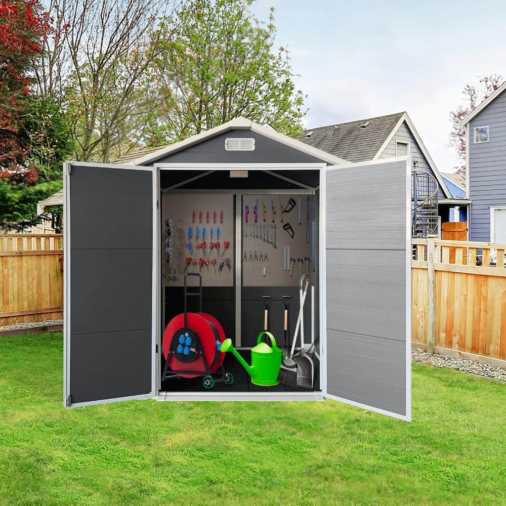 ToolCat 6x4ft Plastic Outdoor Storage Shed with Lockable Door