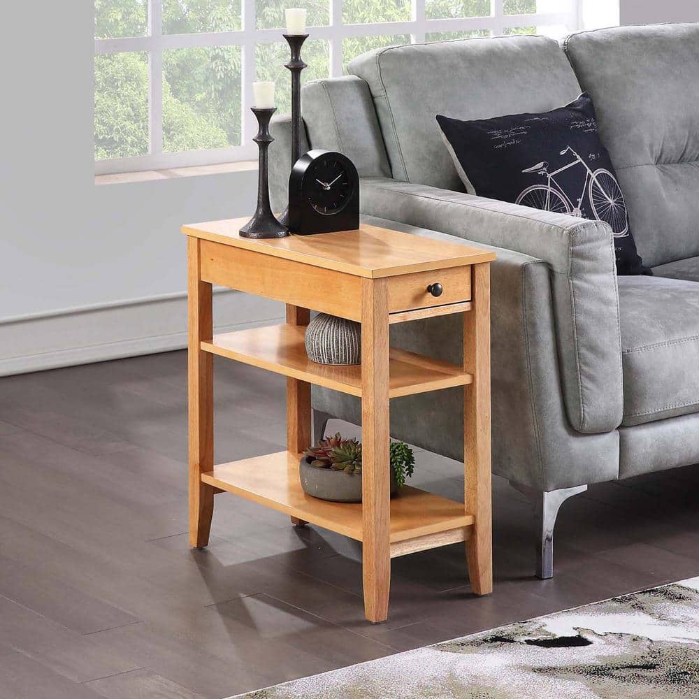 Natural Wood 24" Rectangular End Table with Storage