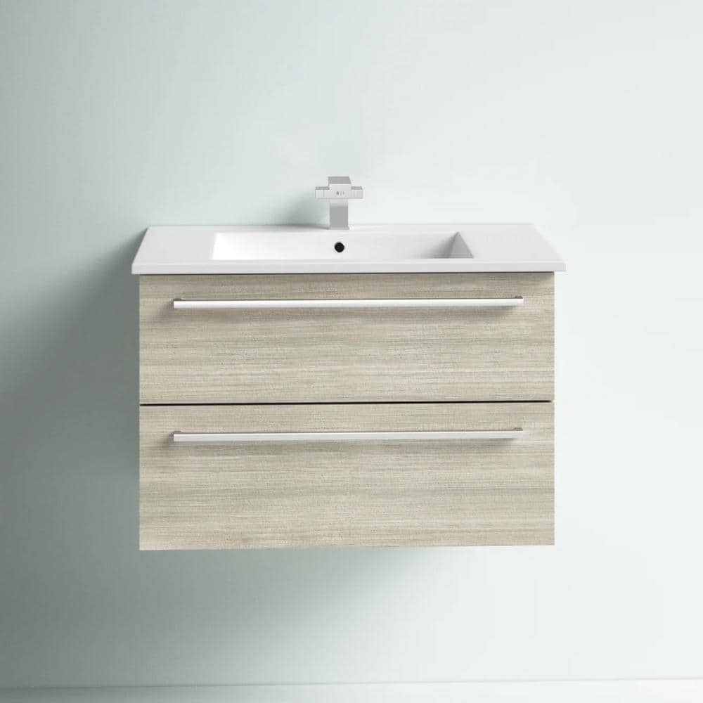 White Chocolate 30" Wall-Mount Single Sink Vanity with Marble Top