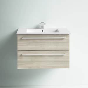 Silhouette 30 in. W x 18 in. D x 20in. H S/Sink Wall Bath Vanity in W/Chocolate with White Cultured Marble Top in White
