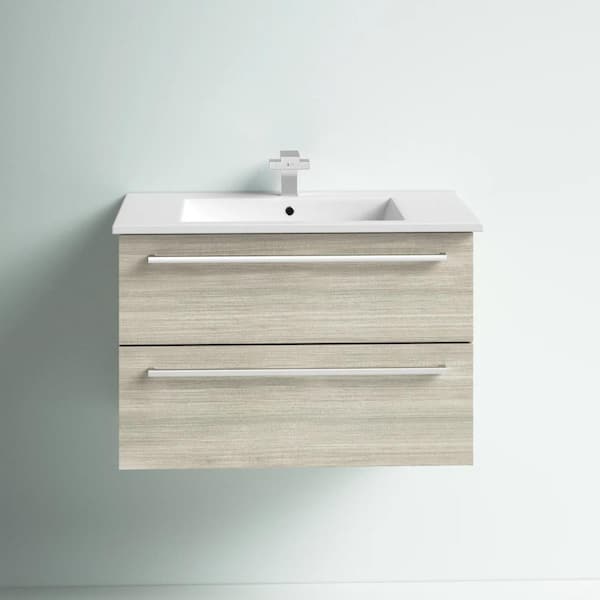 Silhouette 30 in. W x 18 in. D x 20in. H S/Sink Wall Bath Vanity in W/Chocolate with White Cultured Marble Top in White