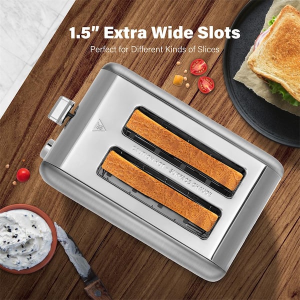 2 Slice Toaster with Extra Wide Slots & Removable Crumb Tray - 6 Browning  Options, with Lift + Look, Auto Shut Off & Frozen Function, Toast Fruit