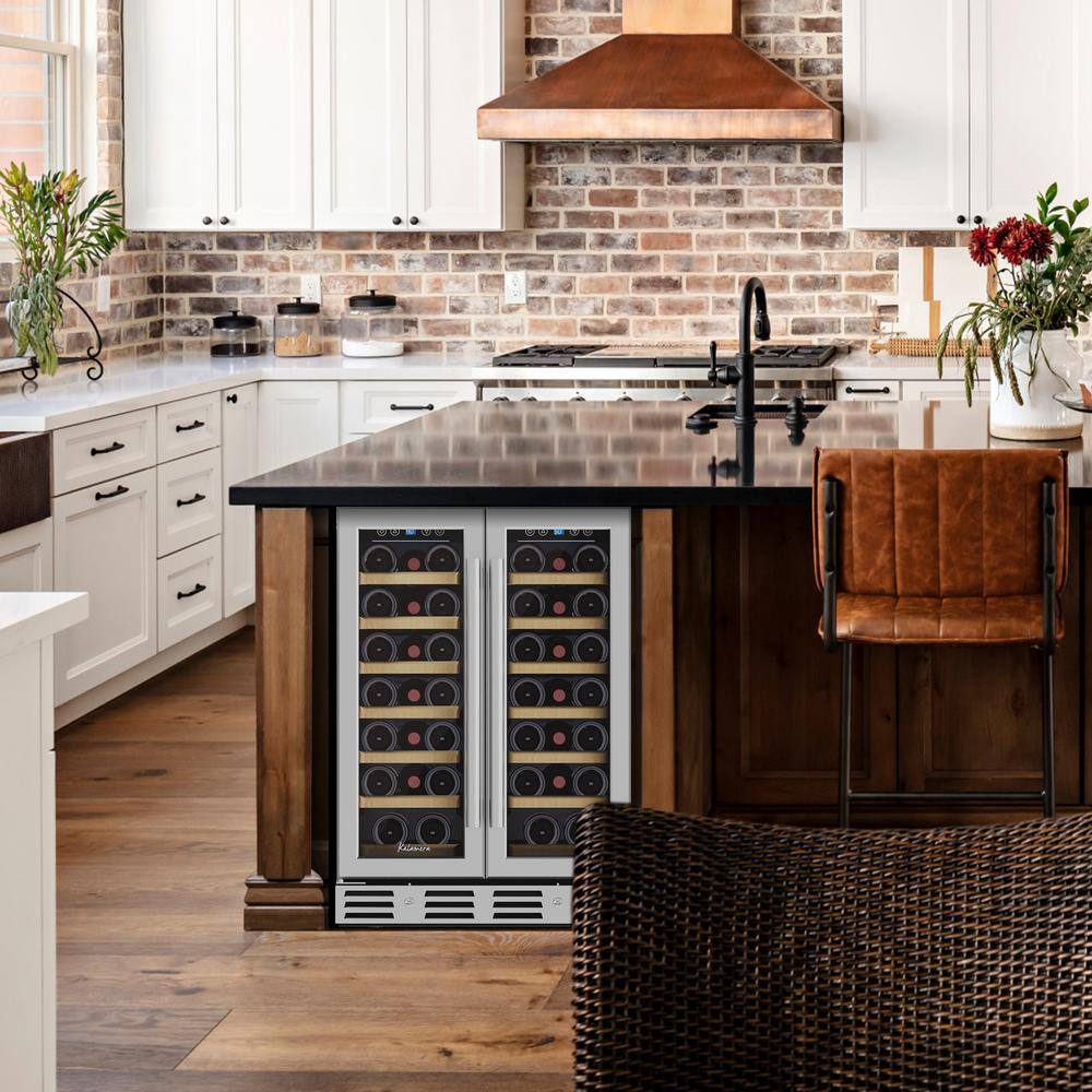 Kalamera 40-Bottle Stainless Steel Dual Zone Wine Refrigerator