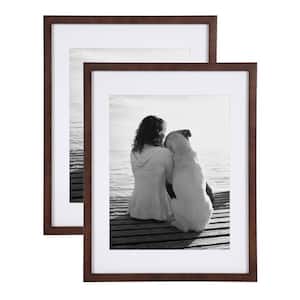 Gallery 14 in. x 18 in. Matted to 11 in. x 14 in. Walnut Brown Picture Frame (Set of 2)