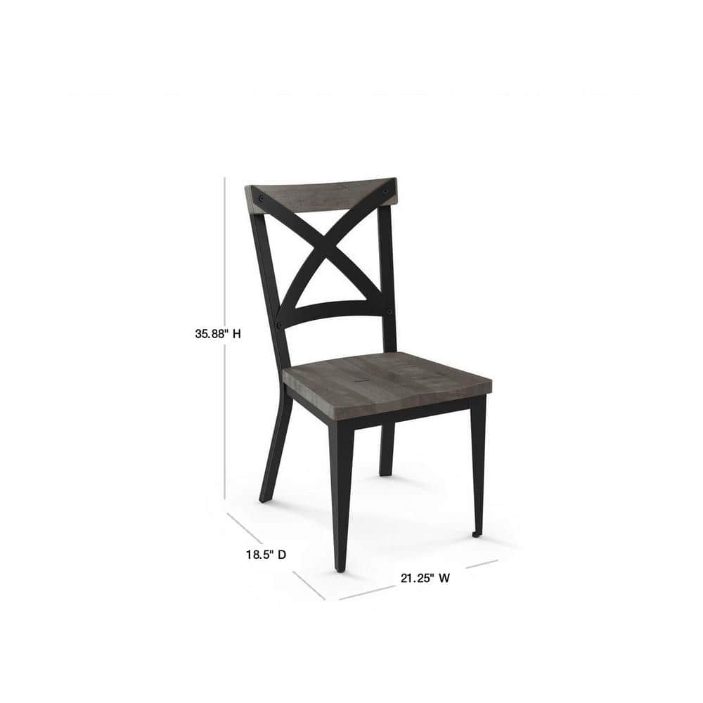 Gray Metal Cross Back High Dining Chair
