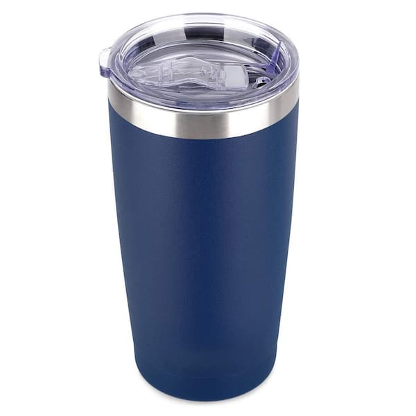 20 oz. Navy Blue Stainless Steel Double-wall Vacuum Insulated Travel Tumbler with Spill-proof Lid