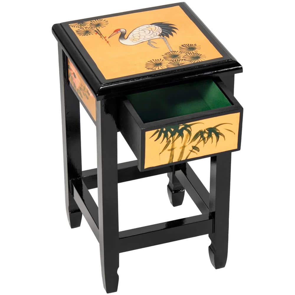 Gold Lacquer Cranes Design Nesting Tables Set