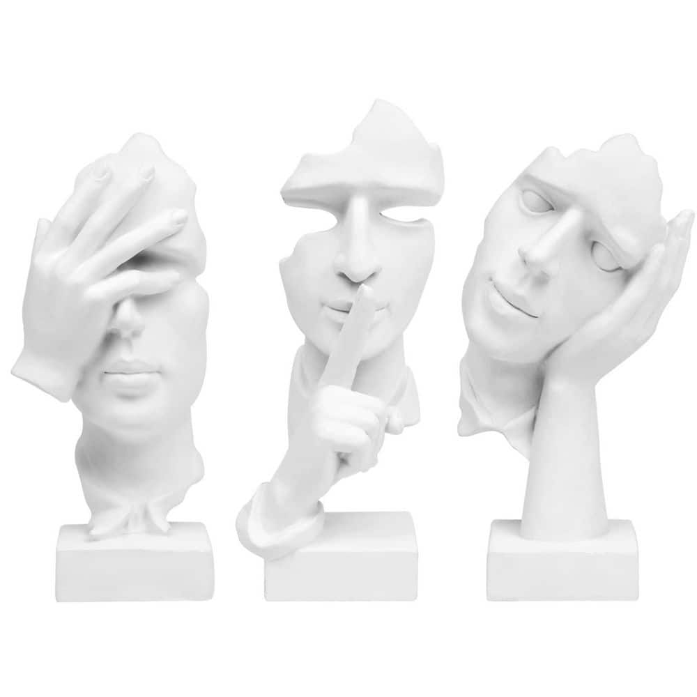 3 Pcs 6.69 in. x 1.96 in. Thinker Statue-No Hear No See No Speak