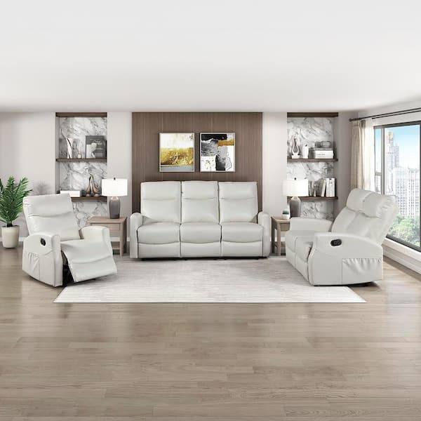 Lazzara Everton 71 in. W Slope Arm Faux Leather Rectangle 3-Piece