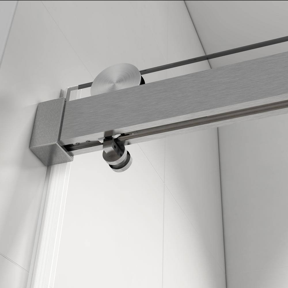 60'' x 76'' Frameless Sliding Shower Door in Brushed Nickel with Tempered Glass