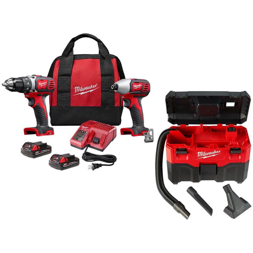 Milwaukee M18 18-Volt Lithium-Ion Cordless Drill Driver/Impact Driver Combo Kit with M18 2 Gal. Wet/Dry Vacuum -  2691-22-0880