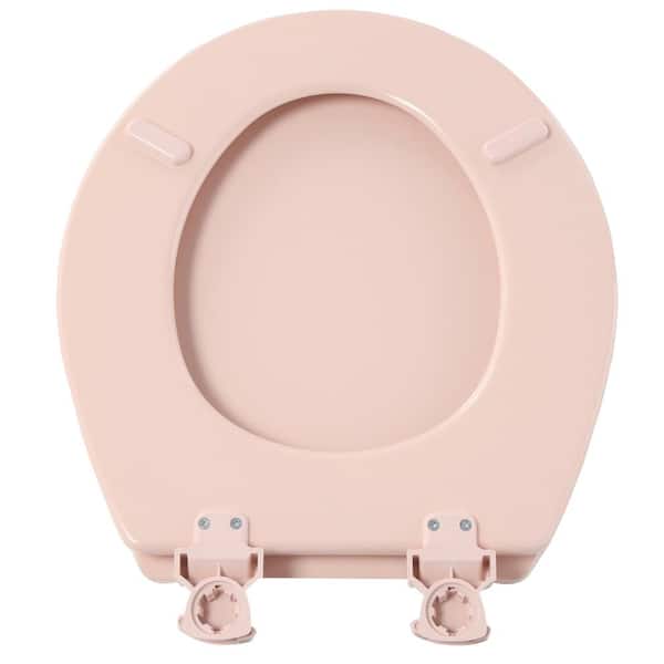 1 Pack Venetian Pink Bemis 500EC 063 Toilet Seat with Easy Clean & Change Hinges Durable Enameled Wood Round 