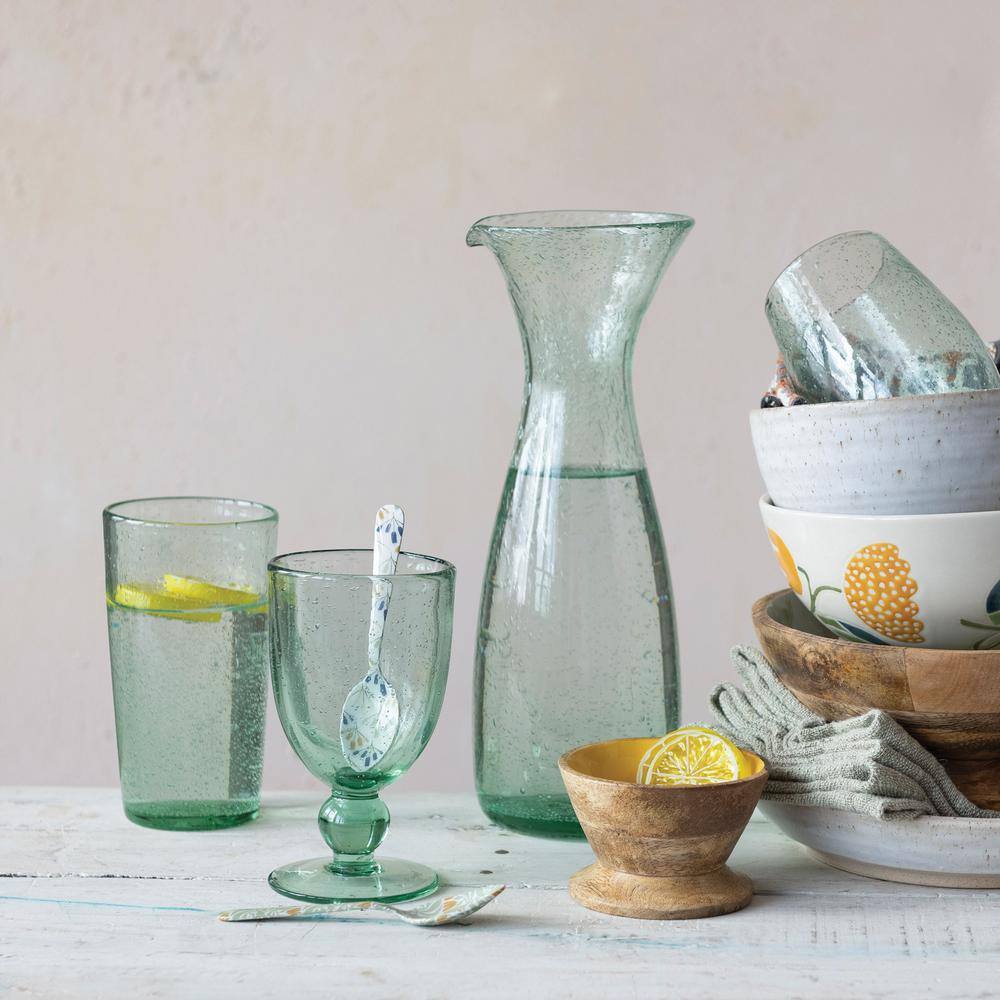 Clear Sculptural Bubble Glass Decanter, 12.5 Inches Tall