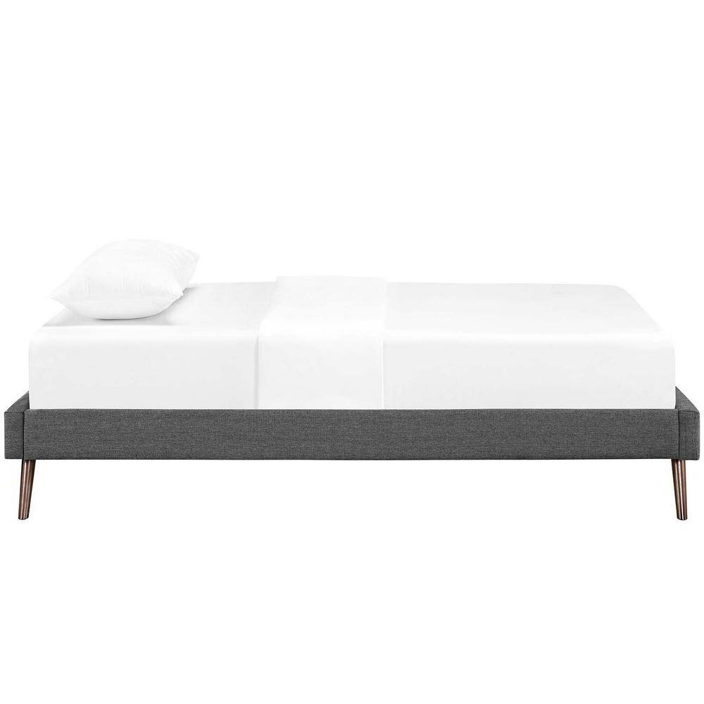 Loryn Gray Fabric Twin Platform Bed with Upholstered Headboard