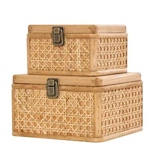 Square Rattan Handmade Box (Set of 2)