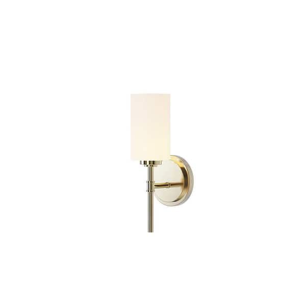 LumLight Wexton 1-Light 5.8 in. Polished Gold Plug and Play Sconce with SkyPlug