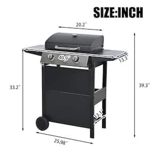 Portable 3-Burner Stainless Steel Propane Grill, in Black, with Thermometer