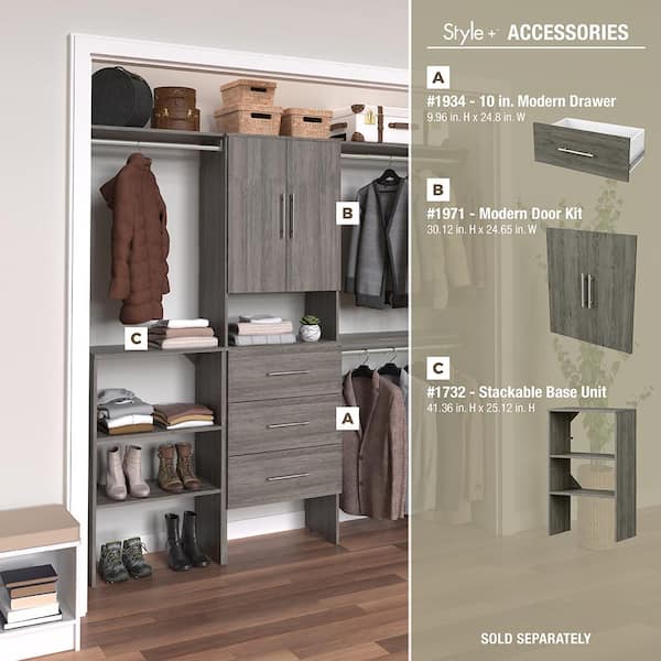 ClosetMaid 6702 Style+ 73.1 in W - 121.1 in W Coastal Teak Basic Wood Closet System Kit - 3