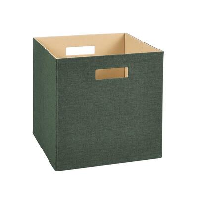 13 in. D x 13 in. H x 13 in. W Green Fabric Cube Storage Bin