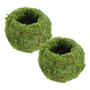 Kokedama 4 in. x 3-1/2 in. Metal Sphere Moss Ball Planter (2-Pack)