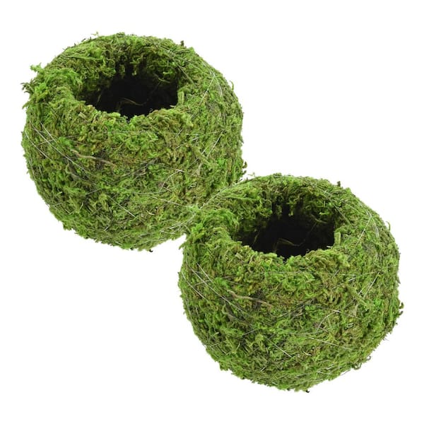 Arcadia Garden Products Kokedama 4 in. x 3-1/2 in. Metal Sphere Moss Ball Planter (2-Pack)