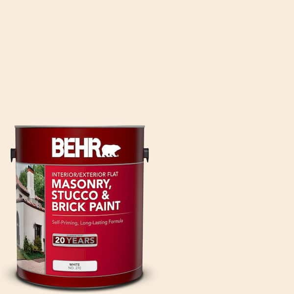 BEHR 1 gal. #70 Linen White Flat Interior/Exterior Masonry, Stucco and Brick Paint