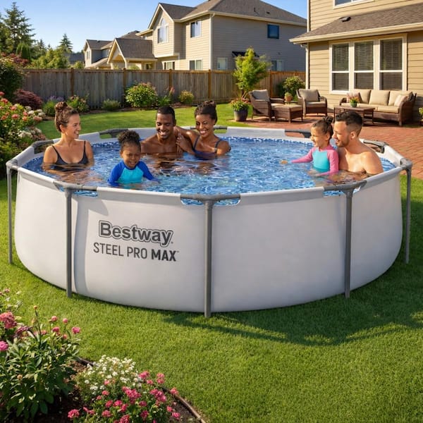 Bestway Steel Pro MAX 10 ft. Round 30 in. Deep Above Ground Pool