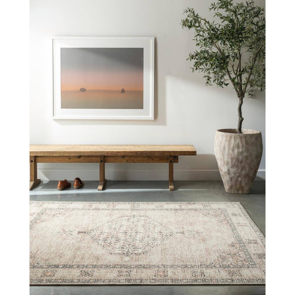 Lila 8' x 10' Beige and Brown Polyester Rectangular Area Rug