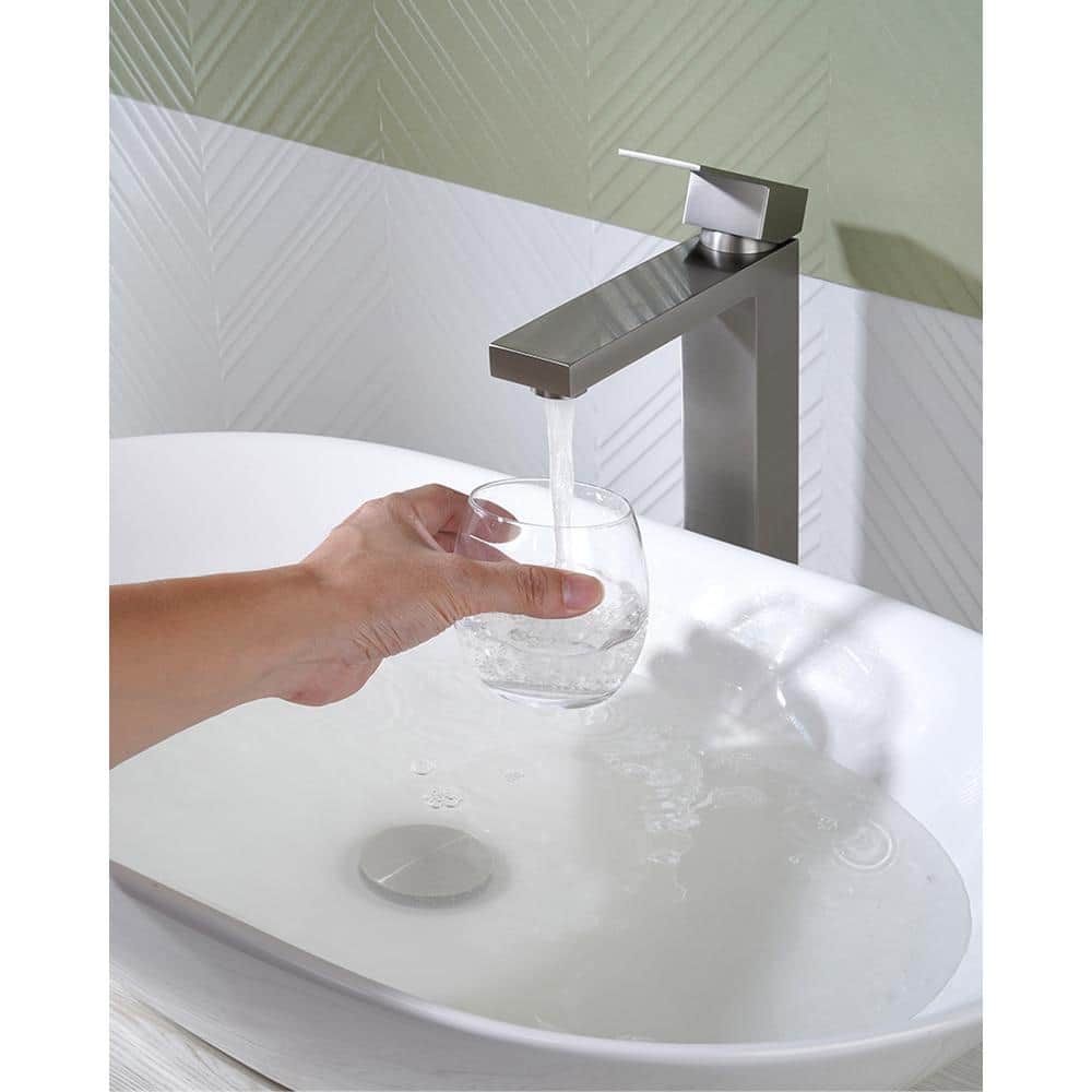 Brushed Nickel High Arc Single Handle Bathroom Faucet