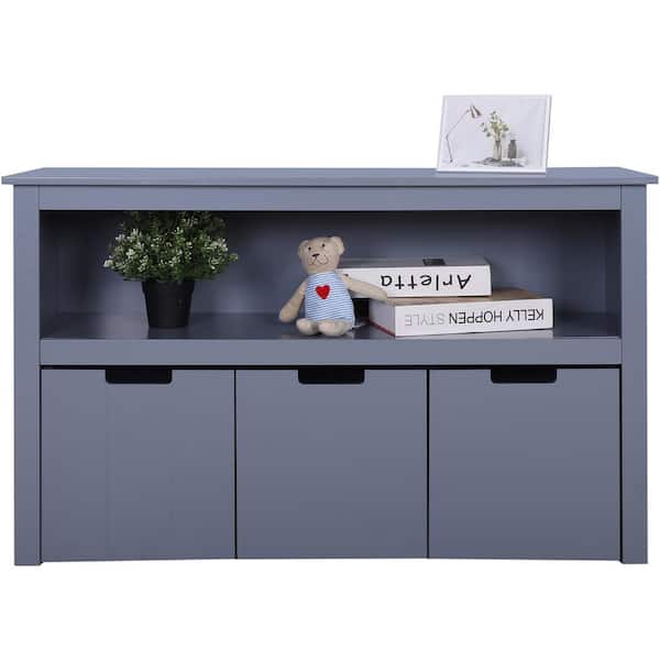 VEIKOUS 24.2 in H Gray 2-Shelf Bookcase 3-Drawer Kids Toy Storage Cabinet with Hidden Wheels