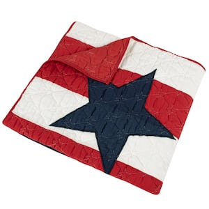 Americana Red White and Blue Patriotic 50 in. x 60 in. Cotton Throw Blanket