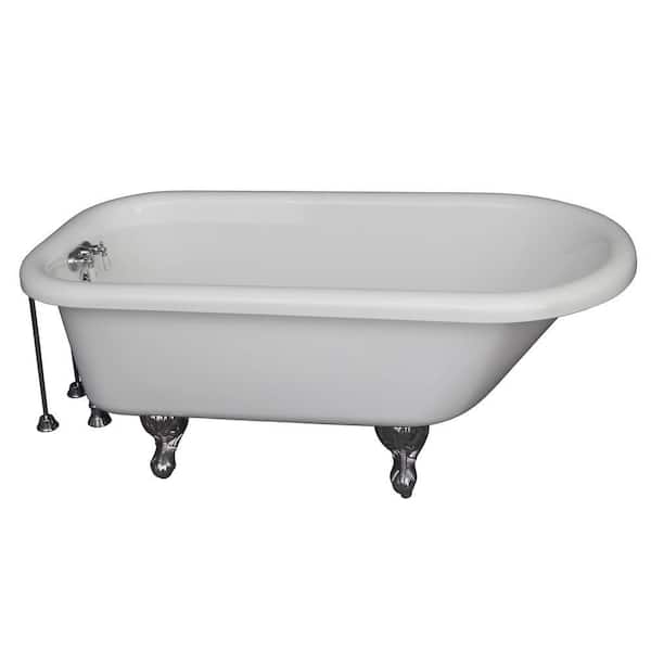 Barclay Products 5.6 ft. Acrylic Ball and Claw Feet Roll Top Tub in White with Polished Chrome Accessories