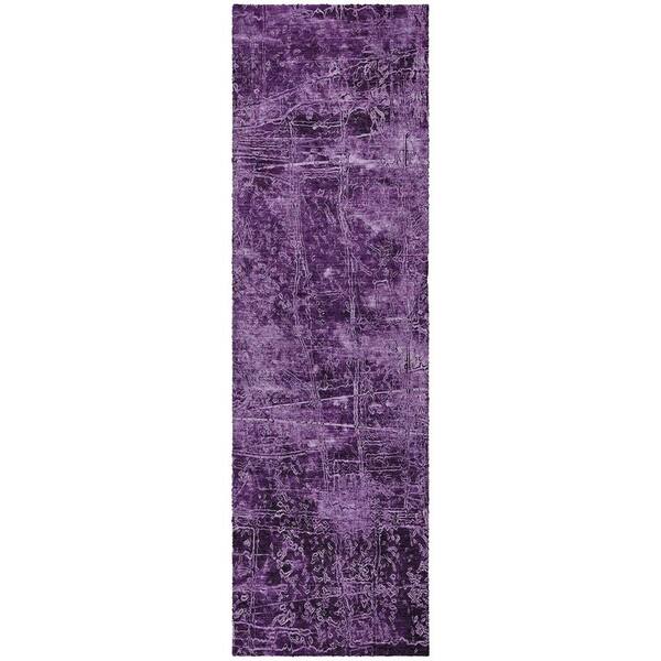 Dream Shag Premium Machine Washable Abstract ADS559 Purple 2 ft. x 7 ft. Runner Rug