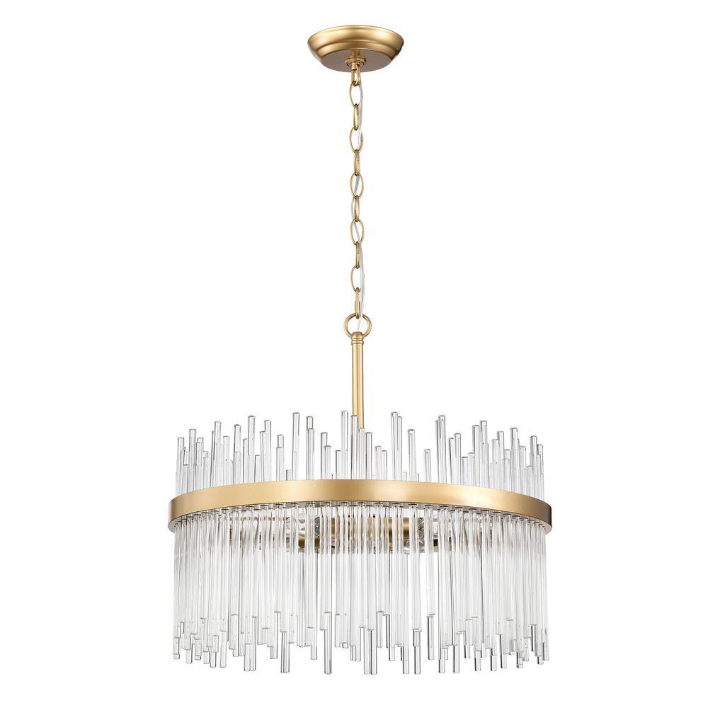 Casandra 5-Light Shiny Bronze Chandelier with Clear Crystal Bars