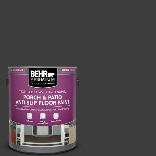 BEHR PREMIUM 1 gal. Black Textured Low-Lustre Enamel Interior/Exterior Porch and Patio Anti-Slip Floor Paint