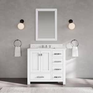Madison 36 in. W x 21.5 in. D x 34 in. H Single Sink Bath Vanity in Pure White with Carrara White Marble Top
